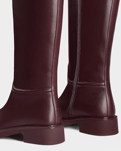 MUCCCUTE Knee High Boots Women Chunky Low Flat Heel Tall Riding Boots Round Toe Comfort Long Boot Fall Winter Pull On3