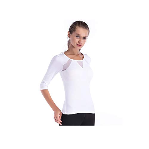 Yoga Running Workout Tops Women's Long Sleeve Top Gym Training Running Yoga Crew Neck Loose Tee T-Shirt for Women (Color : White, Size : M)