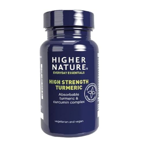 Higher Nature - Turmeric Capsules High Strength - Powerful Support - Tumeric Curcumin Supplement - Vegan - 60 Capsules