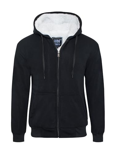 1826 Men's Ultra Soft Sherpa Lined Hoodie - Full Zip Fleece Lining Winter Sweatshirts