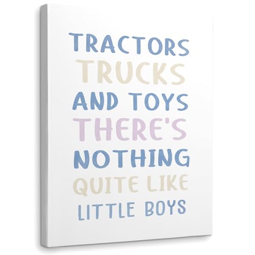 Image of Tractors Trucks And Toys There’s Nothing Quite Like Little Boys Framed Canvas Wall Art Decor 11×14 inch, Baby Boy Nursery Print Painting Artwork Home Blue Wall Decoration For Boys Kids Room Bedroom