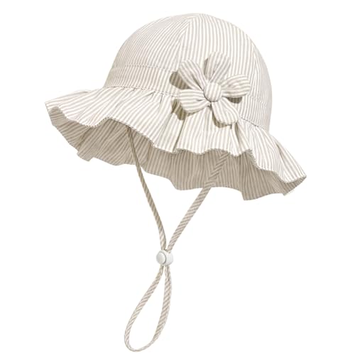 Image of Baby Girl Wide Brim Bucket Hats with UPF 50+ Outdoor Adjustable Beach Hat with Sun Hat