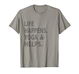 life happens yoga helps T-Shirt, Small, Grey