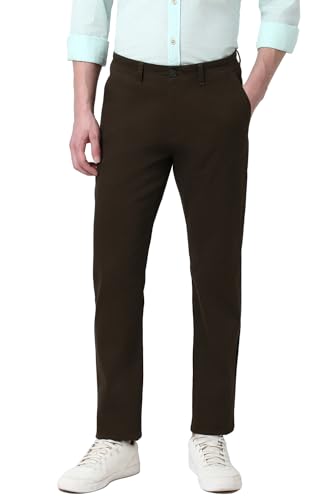 Image of Peter England Men's Straight Fit Mid Rise Chino Casual Trouser with Premium Dobby