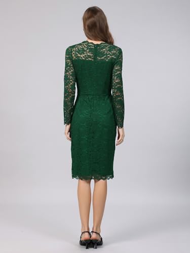 Image of Hobemty Women's Floral Lace Dress V Neck Long Sleeve Cocktail Wedding Bodycon Pencil Dresses