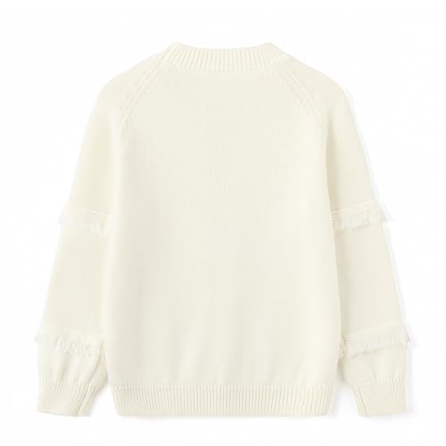 Image of Curipeer Girls Pullover Sweaters, Lace-up Long Sleeve Crewneck | Soft Warm Classic Cable Knit, Winter Fall Spring Daily Wear, Little Kids Tween Girl