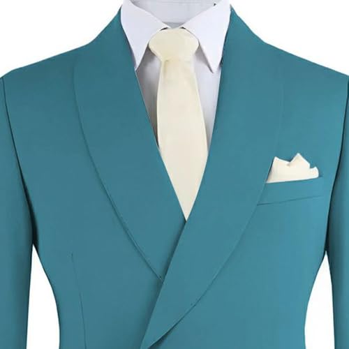 Men's Suit Solid Color 2 Piece Suit Set Shawl Lapel Metal Buckle Blazer Business Wedding Formal Attire4
