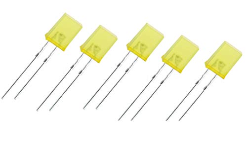 Image of INVENTO 5pcs 2x5x7mm Rectangle LED Yellow Diffused Color Lens Light Emitting Diode Lamp Bulb