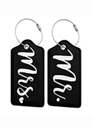2 Pcs Mr and Mrs Luggage Tags for Suitcases, Privacy Cover ID Label with Steel Loop, Bachelorette Bridal Honeymoon Wedding Anniversary Travel Gift for Couples Bride Groom Husband Wife Men Women Gift3