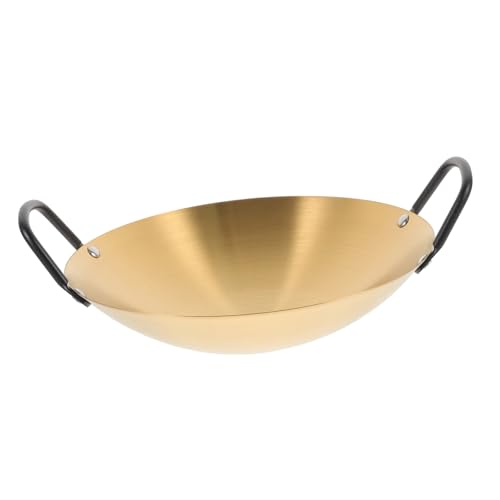 Wok pequeño de acero inoxidable con doble asa antiadherente miniatura 1