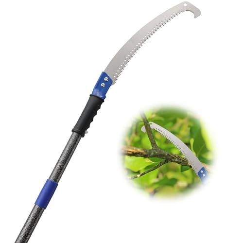 Starbover Pruning Saw Blue, Garden Saws Pruning Saws for Trees with Curved Blade, Pole Saw Long Reach 14FT for Trimmer Yard Garden Patios Trees Branches