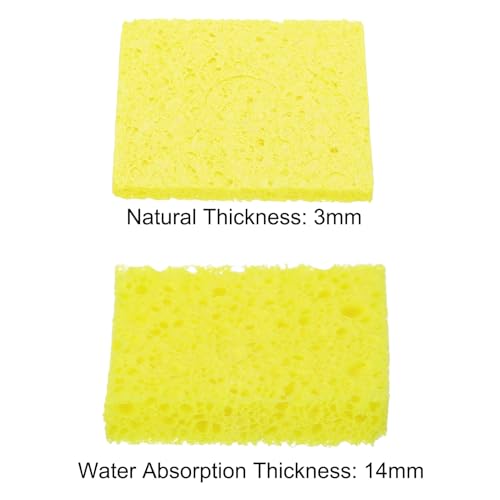 Image of MECCANIXITY 25PCS Soldering Sponge 60 x 60mm Square with Holes Yellow Cleaning Pad Iron Replacement for Cleaning Soldering Iron 3mm Natural Thickness 14mm Water Absorption Thickness