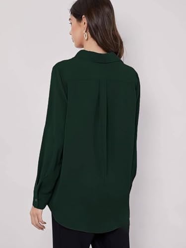 GRECIILOOKS Women's Rayon Oversized Fit Crop Top Korean Style Long Sleeve Oversized Button Down| Workwear Top for Office & Casual Wear (Available in Plus Size and Combo Pack of 2)