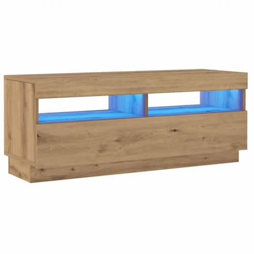 vidaXL TV-Schrank mit LED-Leuchten Artisan-Eiche 100x35x40 cm, TV-Möbel, TV-Board, Fernsehtisch, TV-Ständer, Fernsehschrank, Fernsehmöbel, TV-Konsole