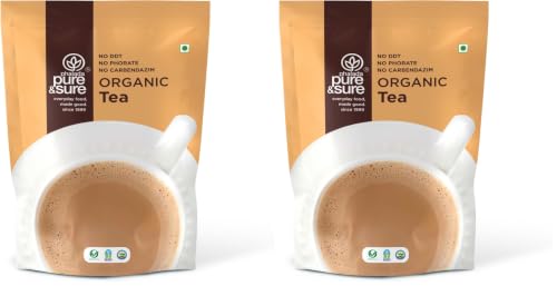 Image of Pure & Sure Organic Assam Tea Powder 250 g | 100% Certified Organic Chai Patti | Steam-Sterilized | Sustainably Sourced | Strong and Refresing Aroma (Pack of 2)