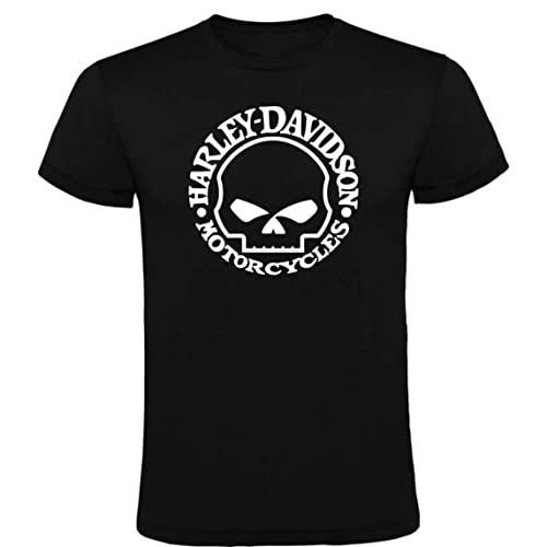 T-shirt noir avec logo Harley Davidson pour homme 100 % coton Tailles S M L XL XXL Manches courtes, Noire, XXL