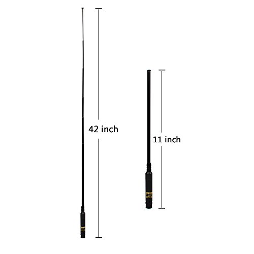 image for TWAYRDIO Dual Band VHF UHF Ham Radio Telescopic Antenna SMA Male 42 in