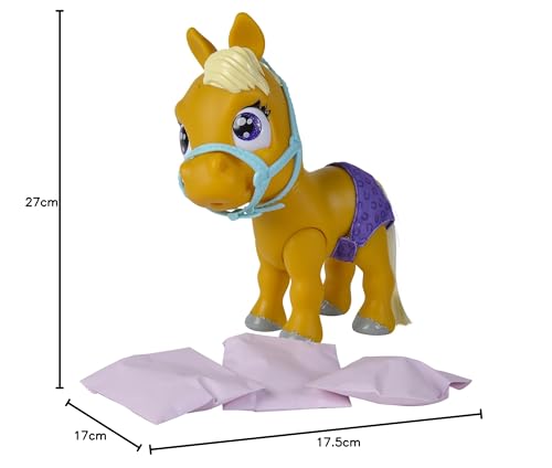 Simba 105950009 - Pamper Petz Pony, 24cm Spielzeug Pferd mit Trink- und Nässfunktion, Fohlen, kämmbarer Schweif, Color Change, Tierbaby mit Windel, 11 Überraschungen, für Mädchen und Jungen ab 3 Jahre