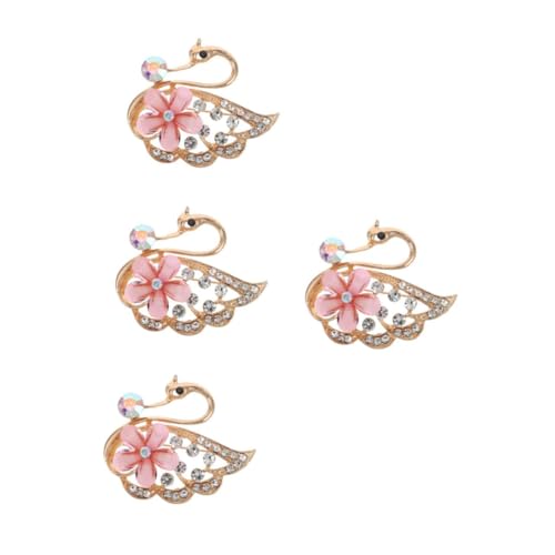 Holibanna 4 Piezas broche de cisne festival copla afortunado fiesta neto broche de animal broche para mujer broche cisne broche para ocasiones broches de oro para mujer Aleación de zinc rosa