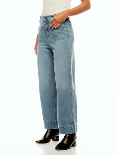Image of INKD Premium Women's Wide Leg Denims - High Rise | 100% Cotton | Full Length Wide Leg Jeans for Woman|70's Style | Patch Pocket | 4 Pocket Styling | Jeans for Women