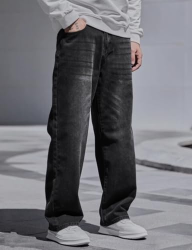 Image of JAAR Men's Baggy Fit Jeans - Loose Fit High-Rise Denim - Casual Wear Stylish Jeans for Men - Comfortable & Trendy Streetwear Look