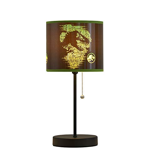 Image of Jurassic World Stick Table Kids Lamp, with Pull Chain, Themed Printed Decorative Shade,Metal