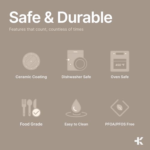 Bakken 8-Piece Ceramic Coated Bakeware Sets, Nonstick Aluminized Steel Pans with Muffin, Loaf, Cake, Roasting Pan, & Cooling Rack, Oven Safe Up To 500°F, Dishwasher Safe, BPA, PTFE & PFAS Free, Cream - Image 5