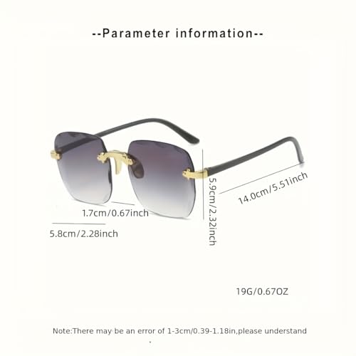Frameless Large Frame Square Gradient Sunglasses Gradient Lenses UV400 Protective Women's Sunglasses3
