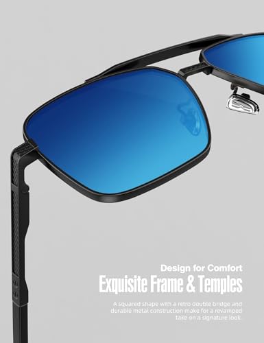 Image of LUENX Polarized Square Aviator Sunglasses for Men,Trendy Retro Oversized Rectangular Frame UV400 Protection