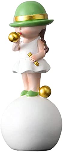 Desktop Figurine Resin Statue Cartoon Sculpture Abstract Crafts Art Ornament Desk Table Statue For Home Bedroom Living Room Garden Office - Girl, Green #TOP1