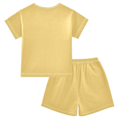 CHIFIGNO Short Sleeve Pajamas Shorts Set, Lightweight Summer Soft Sleepwear with Pocket, Ages 5-142