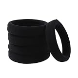 Grutyopkn 20pcs Black Hair Ties Heavy Curly Elastic Hair Ponytail Holders Solid Headbands No Seamles