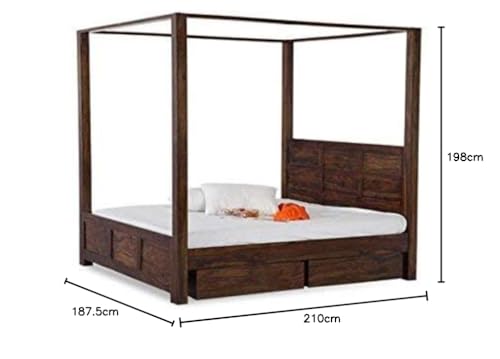 Image of Sheesham Solid Wood King Size Romeo Poster Bed for Home| Beautiful Bedroom (King, Romeo Poster Bed)