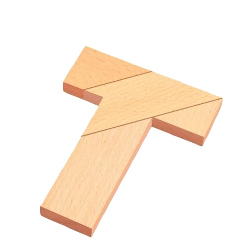 pakabiT字型パ ズル、無垢材、4ピース、知育玩具、小学校教材、子供知育(4cm、11.3cm、15.5cm) (木の色)