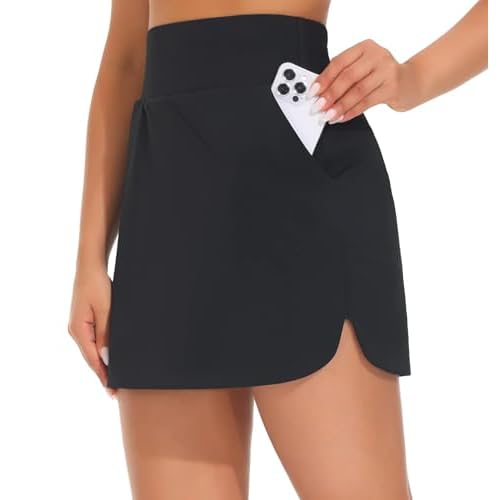 THE GYM PEOPLE Women’s Golf Skort Tennis High Waist Lightweight Athletic Casual Skirts Built-in Shorts with 4 Pockets