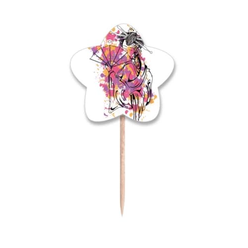 Cure-dents Geisha drapeau japonais et étoile pour apéritif asiatique et buffet chic