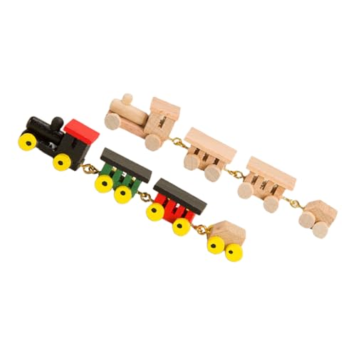 Hemobllo 2 Set Trenino Miniatura Legno delle Decorazione per Regali Natale e Compleanni