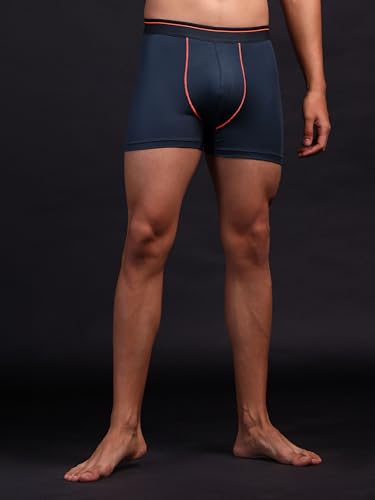 Image of TECHNOSPORT Men's Colorblock Trunks Underwear with ElastoLITE 4 Way Stretch Lightweight Breathable Moisture Wicking Soft Anti Odour Anti Microbial Comfort Fit Boxer Briefs Innerwear for Men