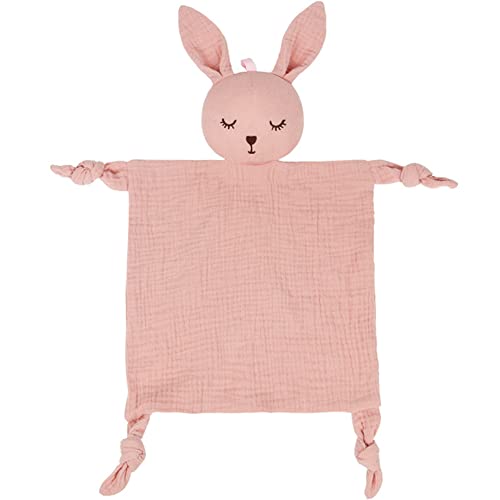 Image of Organic Cotton Muslin Lovey Blanket, Organic Cotton Muslin Bunny Security Blanket Soft & Breathable Lovie Baby Gifts for Boys and Girls