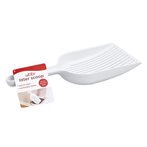 Image of Ubbi Pet Cat Litter Scooper, Ergonomic Handle, Durable Plastic Litter Scoop for All Litter Types, Easy-Clean Design, White