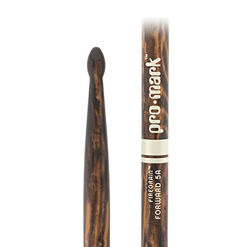 Promark Drum Sticks - Classic 5A Drumsticks - Firegrain For Playing Harder, Longer - No Excess Vibration - Lacquer Finish, Oval Wood Tip, Hickory Wood - 1 Pair #TOP1