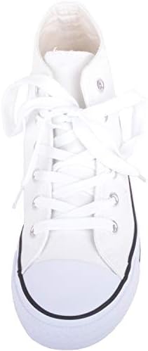 Kids/Childrens Slip On High Top Lace Up Canvas Pumps Trainers Shoes with Matching Sole - White - US Child 3 / EU 35 | Image 1