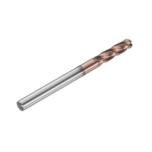 Image of HARFINGTON Ball Nose End Mill 4 Flute 1 /8 inch Diameter 1 /8 inch Shank Tungsten Carbide TiAlN Coated Spiral CNC Router Bits 1 /2 inch Cutting Length Single End Ball for Carving Engraving Grinding