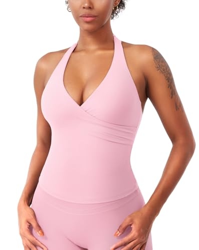 Amazon.com: YEOREO Womens Halter Tank Tops Workout Impact Longline