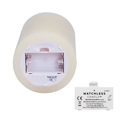 Matchless Candle Co. By Luminara Moving Flame Led Flameless Candle Melted Top Smooth Finish Real Wax Vanilla Honey Scented, Timer, Remote Ready - Ivory (3.5" X 7.5") #TOP2