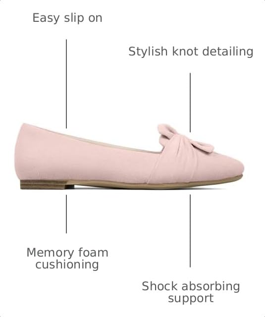 Image of MUSSHOE Comfortable Office Flats for Women: Pointed Toe Work Shoes with Memory Foam - Dressy Business Casual Slip On Flats for Commute & All Day Wear
