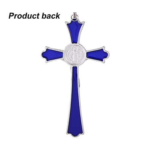 Crucifijo de pared azul San Benito para decorar el salón y zona de oración 3
