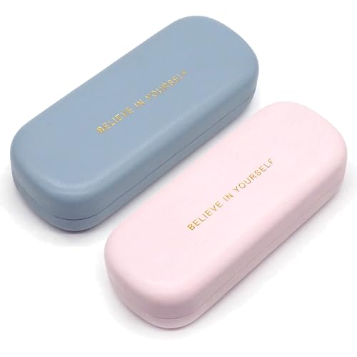 SZQIUNUBI Funda Para Gafas de Sol Mujer 2 Piezas Funda Para Gafas Mujer Estuche Para Anteojos de Sol Estuche Para Gafas de Sol Estuche Rígido Para Gafas para Almacenar Gafas (Azul, Rosa)