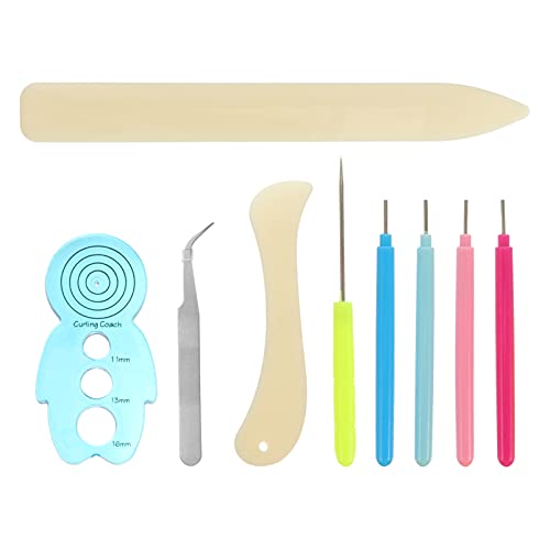 IWOWHERO DIY Craft Kit Paper Quilling Set 9pc Tool Set Needle Pen Slotted Kit Random Color