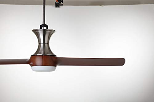 Kathy Ireland Home Duo Flush Mount Ceiling Fan With Light | 54 Inch Led Lighting Fixture With Hugger Design, 2 Blades, And Wall Control, Brushed Steel #TOP1